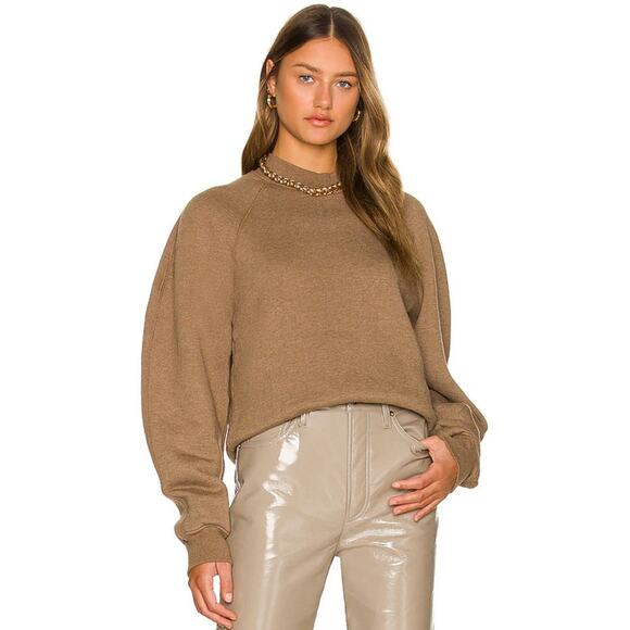 AGOLDE Tarron Mock Neck Sweatshirt in Toffee Heather Size XS